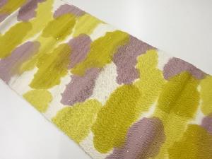 アンティーク　手織り節紬霞模様織出し名古屋帯（材料）